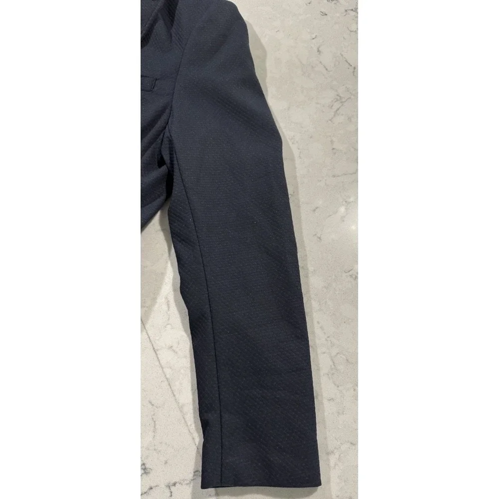 Zara Blazer Jacket Mens 42 Navy Blue Business Casual Quiet Luxury Sport Coat